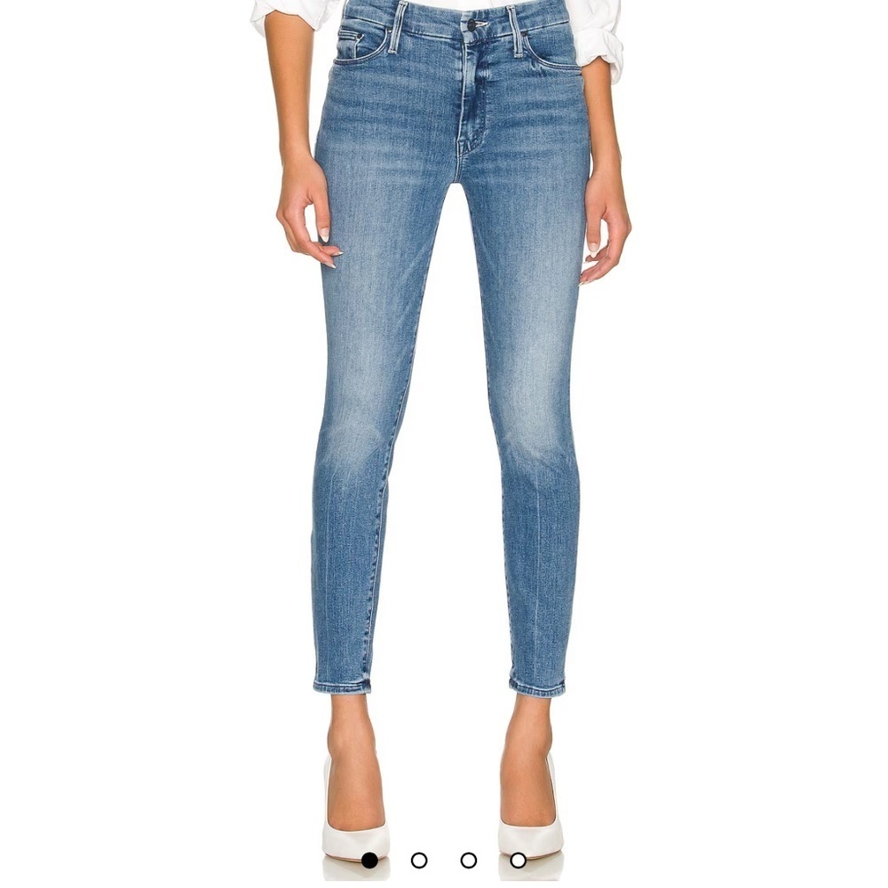 Mother Looker Ankle Fray Jeans Womens 24 Blue Girl Crush Stretch Denim